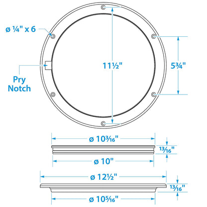 Seachoice White Pry-Up Deck Plate, Watertight, Up to 10-5/8 in. Diameter Hole Default Title -Modern Boat Sales & Service