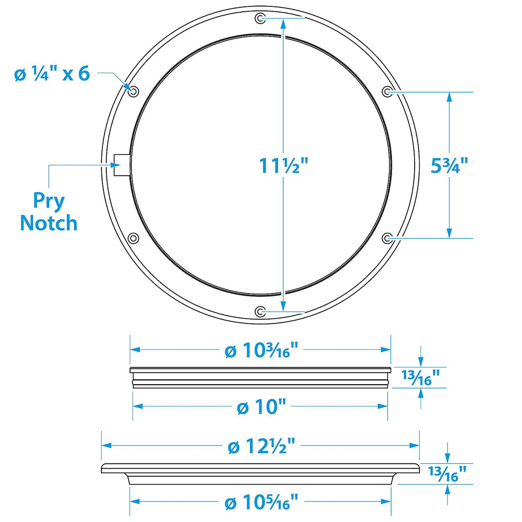 Seachoice White Pry-Up Deck Plate, Watertight, Up to 10-5/8 in. Diameter Hole Default Title -Modern Boat Sales & Service