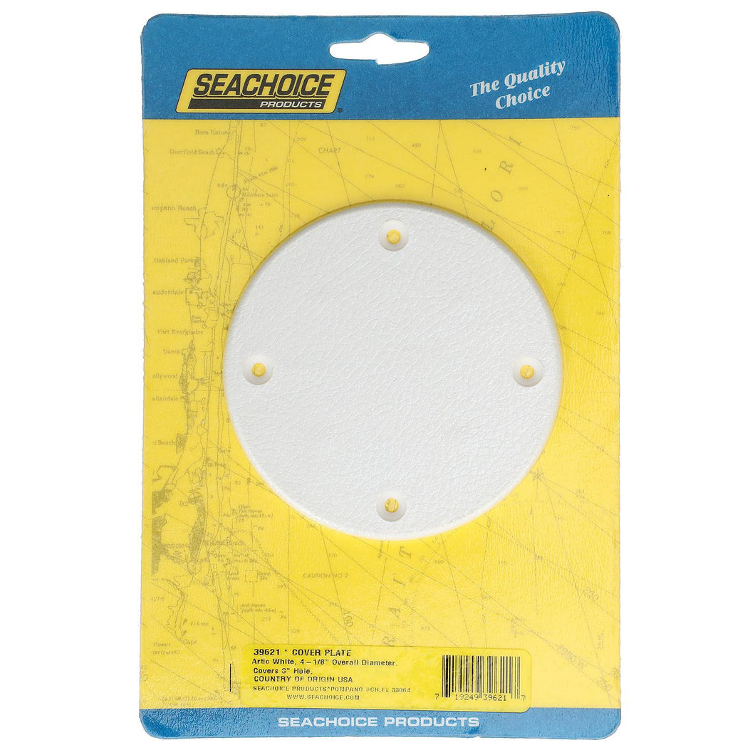 Seachoice 39621 Marine Boat Cover Plate, Arctic White, 4-1/8 in. Outer Diameter Default Title -Modern Boat Sales & Service