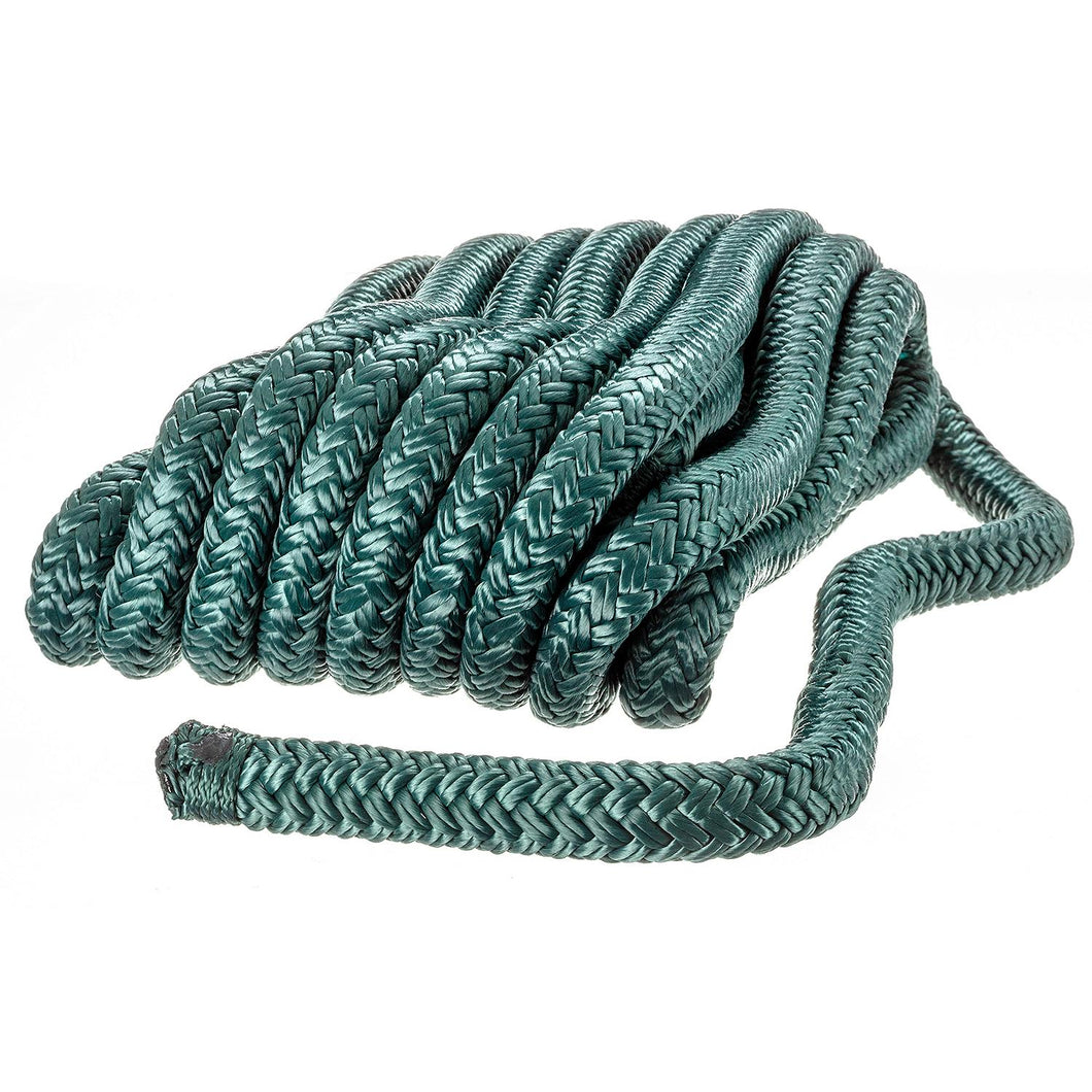 Seachoice Double-Braid Nylon Dock Line w/ Eye Splice, Pre-Shrunk, Heat Stabilized, 1/2 In. X 20 Ft., Forest Green Default Title -Modern Boat Sales & Service