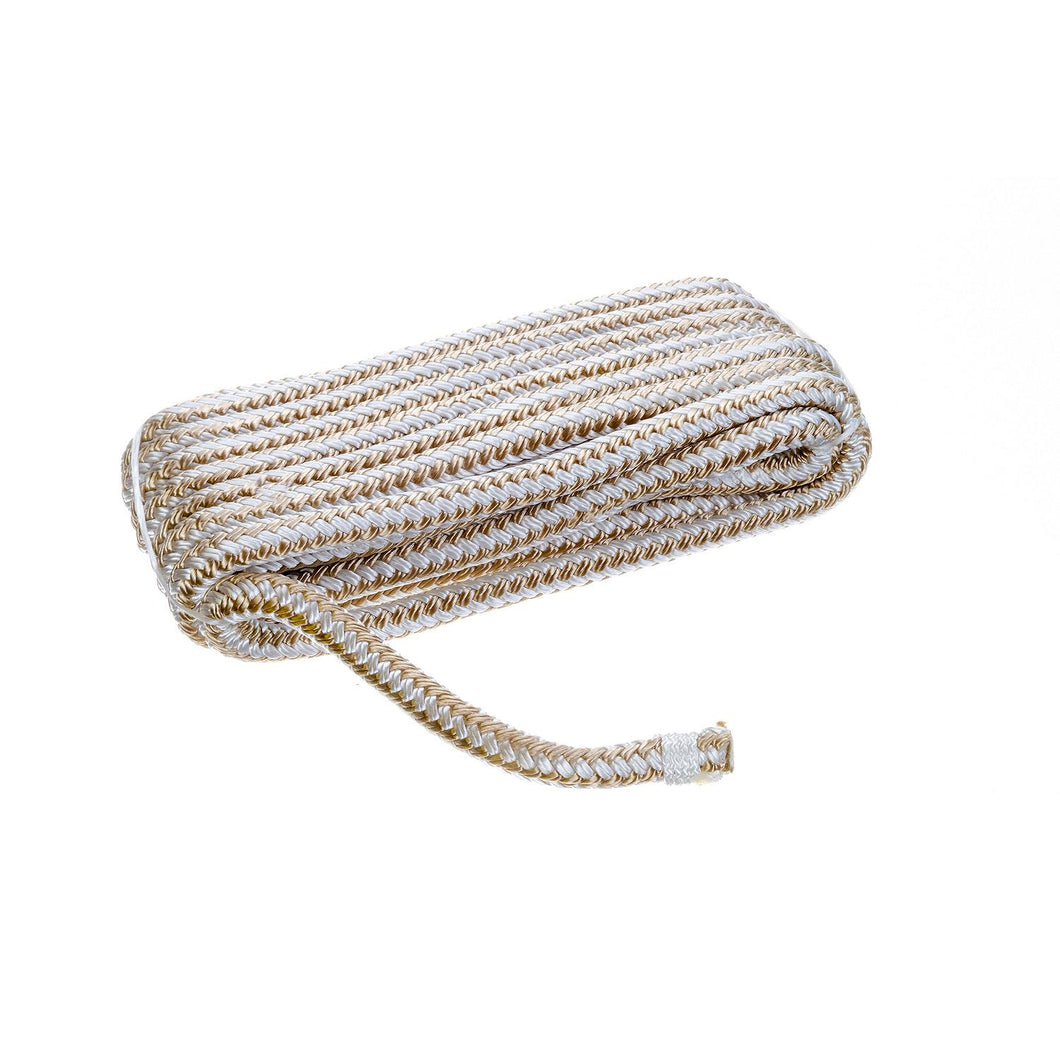 Seachoice Double-Braid Nylon Dock Line w/ Eye Splice, Pre-Shrunk, Heat Stabilized, 3/8 In. X 15 Ft., Gold White Default Title -Modern Boat Sales & Service
