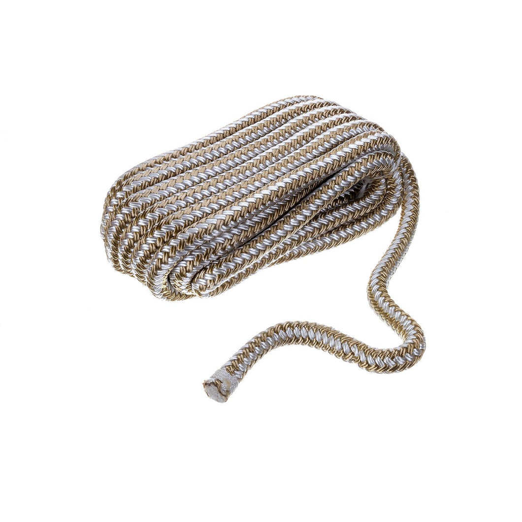 Seachoice Double-Braid Nylon Dock Line w/ Eye Splice, Pre-Shrunk, Heat Stabilized, 1/2 In. X 25 Ft., Gold White Default Title -Modern Boat Sales & Service