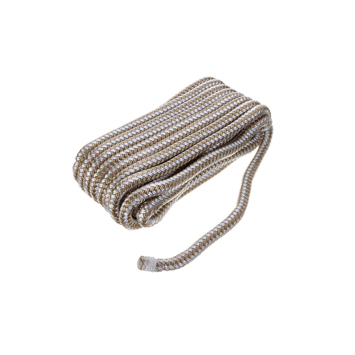 Seachoice Double-Braid Nylon Dock Line w/ Eye Splice, Pre-Shrunk, Heat Stabilized, 3/8 In. X 20 Ft., Gold White -Modern Boat Sales & Service