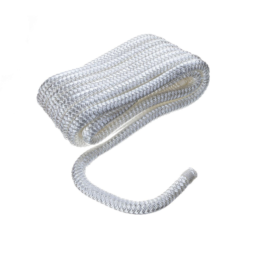 Seachoice Double-Braid Nylon Dock Line w/ Eye Splice, Pre-Shrunk, Heat Stabilized, 1/2 In. X 20 Ft., White Default Title -Modern Boat Sales & Service