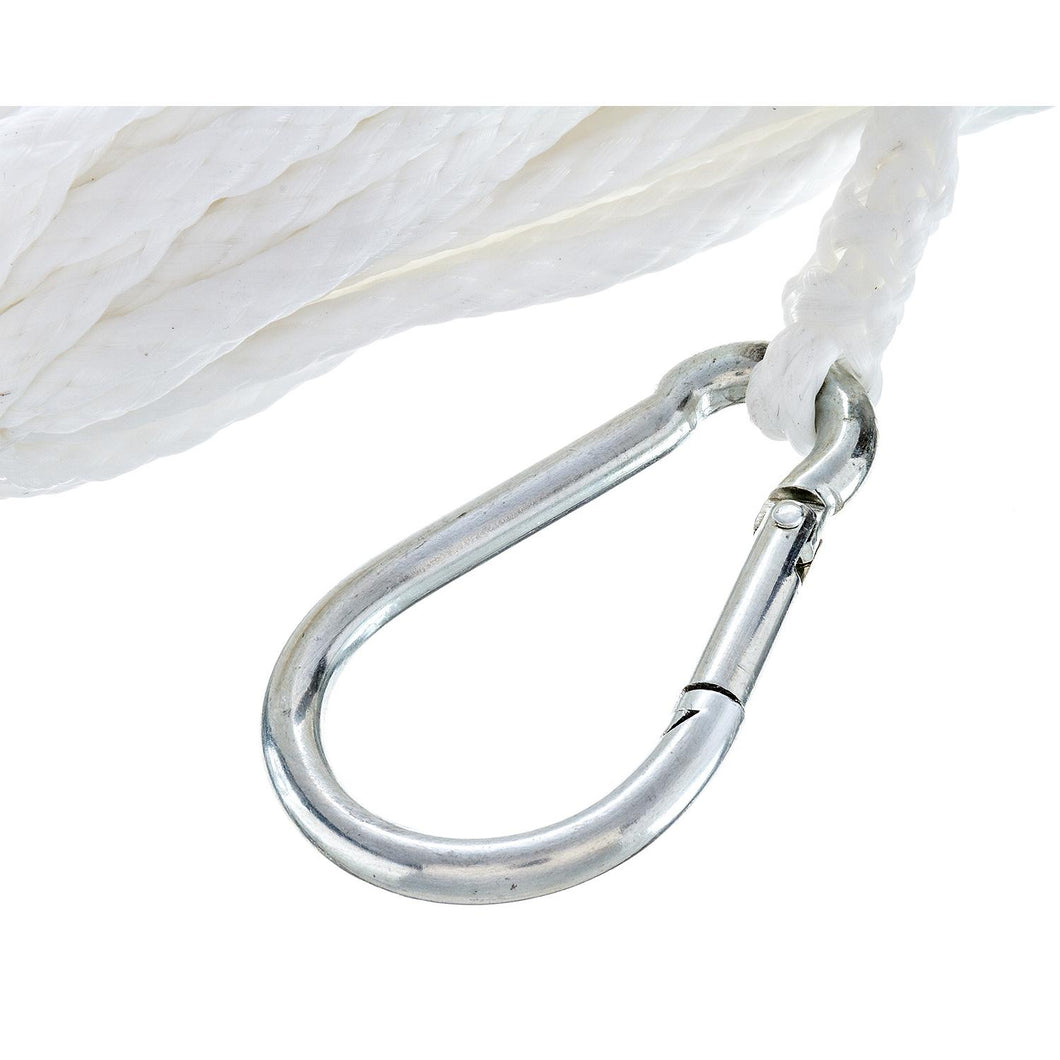 Seachoice Anchor Line Rope, Hollow Braid, Polypropylene, White, Spring Hook, 3/8 In. X 75 Ft. Default Title -Modern Boat Sales & Service