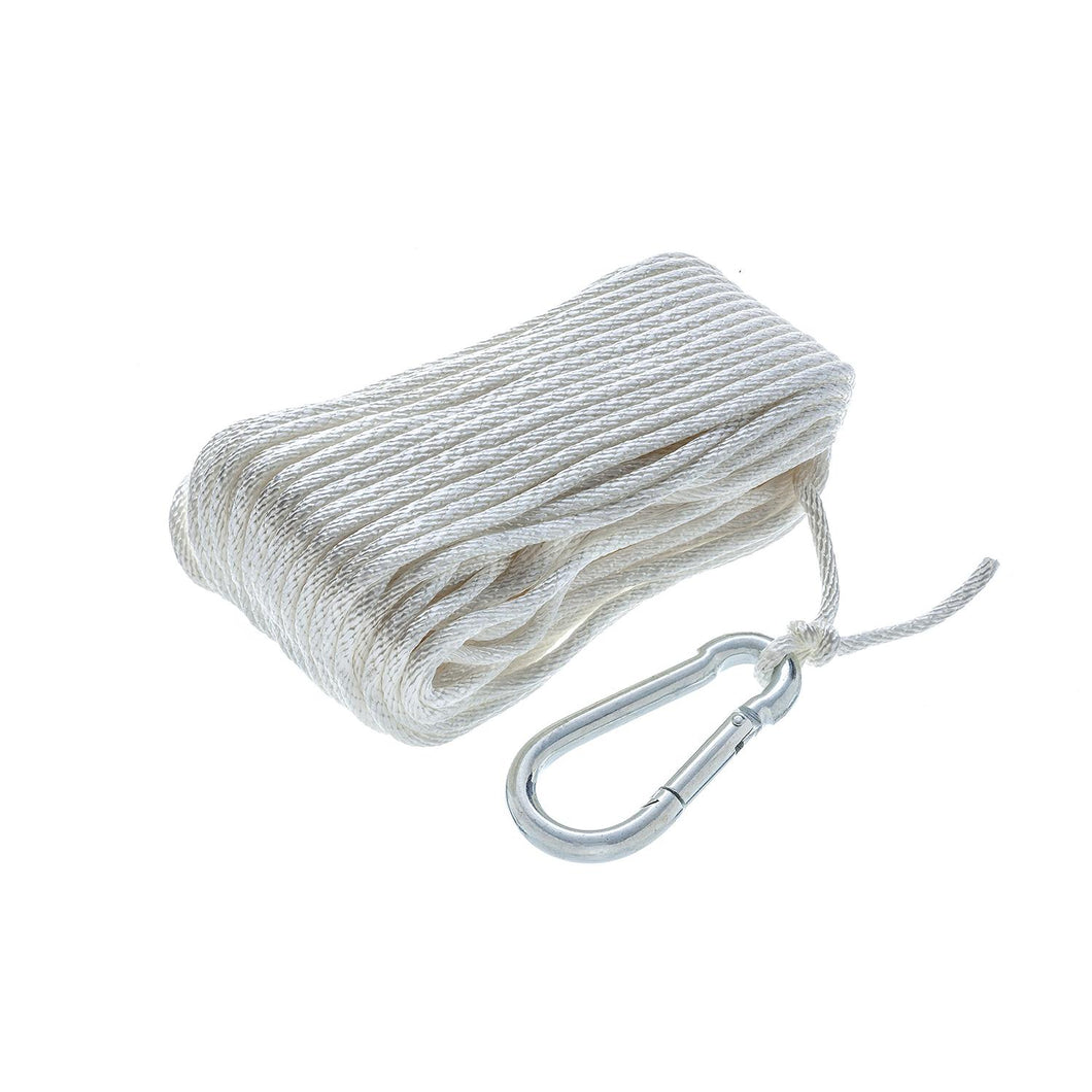 Seachoice Anchor Line Rope, Hollow Braid, Polypropylene, White, Spring Hook, 3/16 In. X 100 Ft. Default Title -Modern Boat Sales & Service