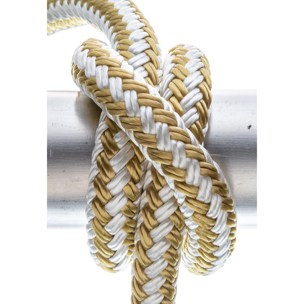 Seachoice Double-Braid Nylon Dock Line w/ Eye Splice, Pre-Shrunk, Heat Stabilized, 1/2 In. X 20 Ft., Gold White Default Title -Modern Boat Sales & Service
