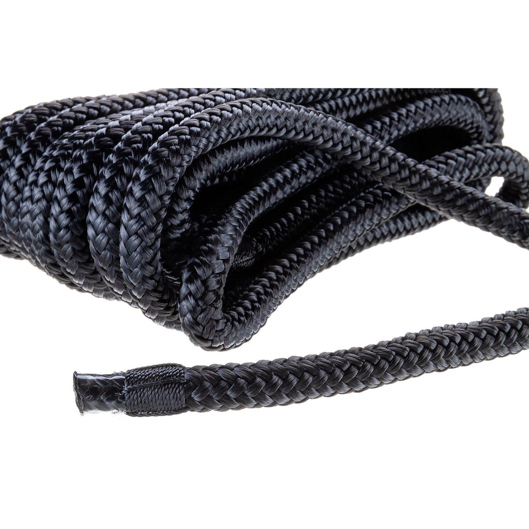 Seachoice Double-Braid Nylon Dock Line w/ Eye Splice, Pre-Shrunk, Heat Stabilized, 3/8 In. X 20 Ft., Black Default Title -Modern Boat Sales & Service