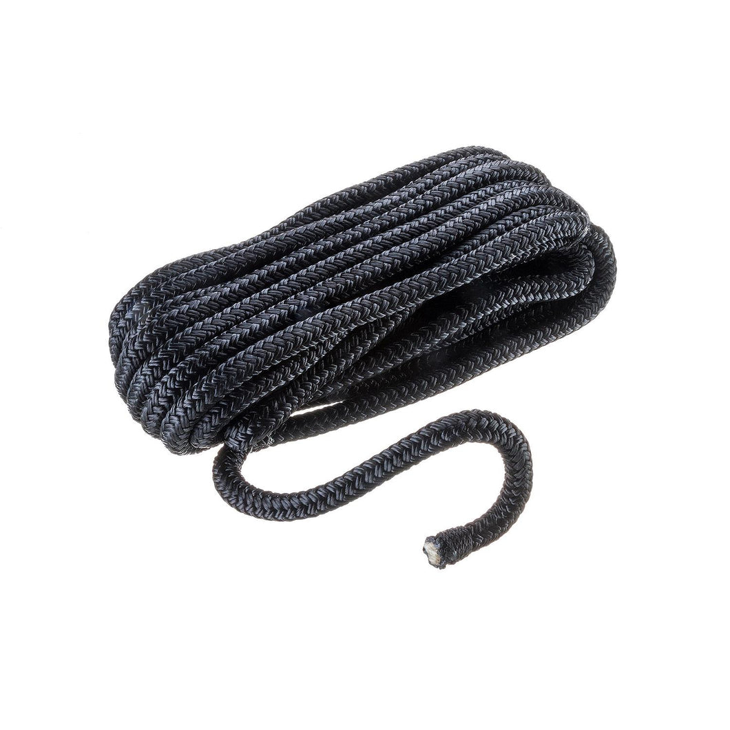 Seachoice Double-Braid Nylon Dock Line w/ Eye Splice, Pre-Shrunk, Heat Stabilized, 3/8 In. X 25 Ft., Black Default Title -Modern Boat Sales & Service