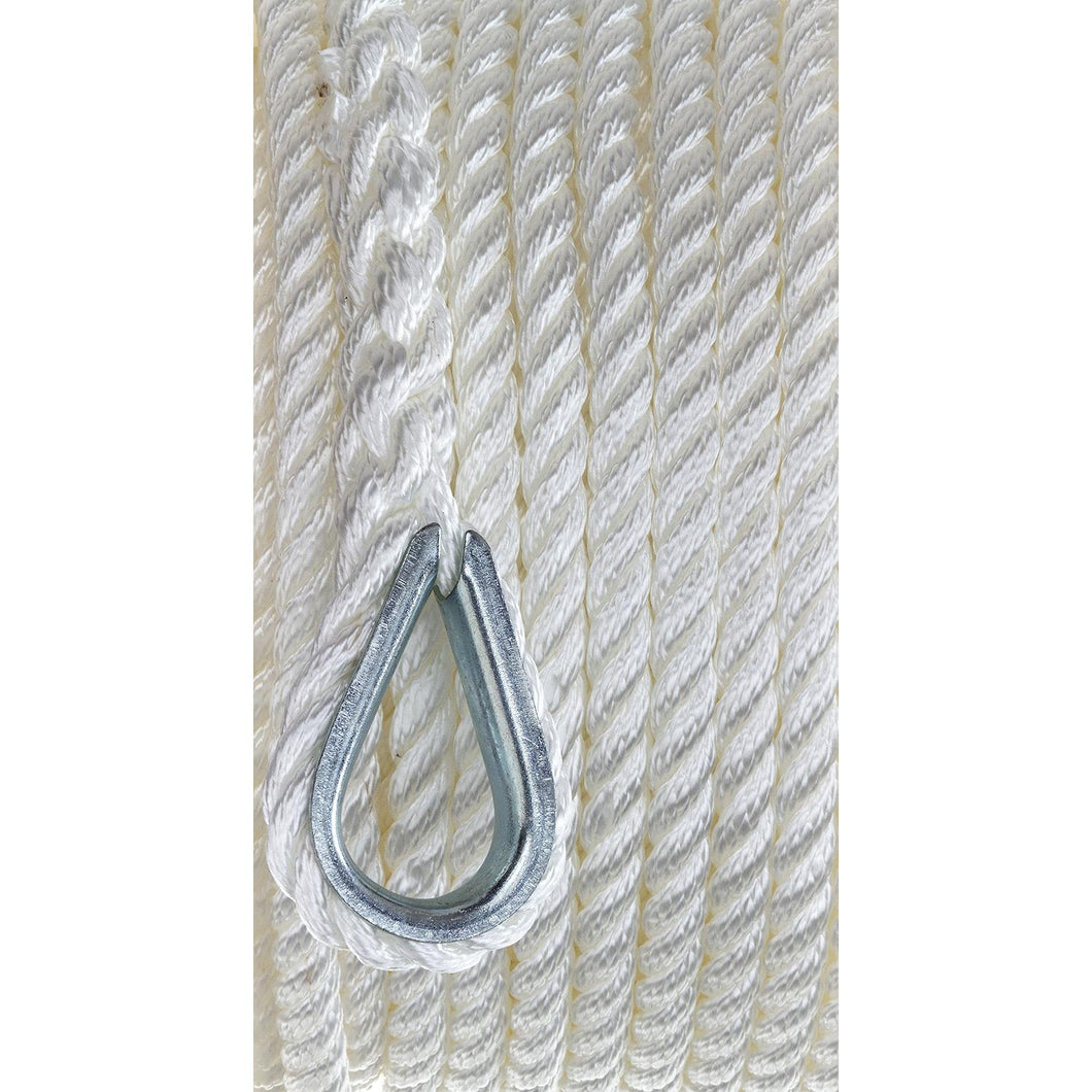 Seachoice Anchor Line Rope, 3-Strand Twisted, White, Nylon, 3/8 In. X 50 Ft. Default Title -Modern Boat Sales & Service