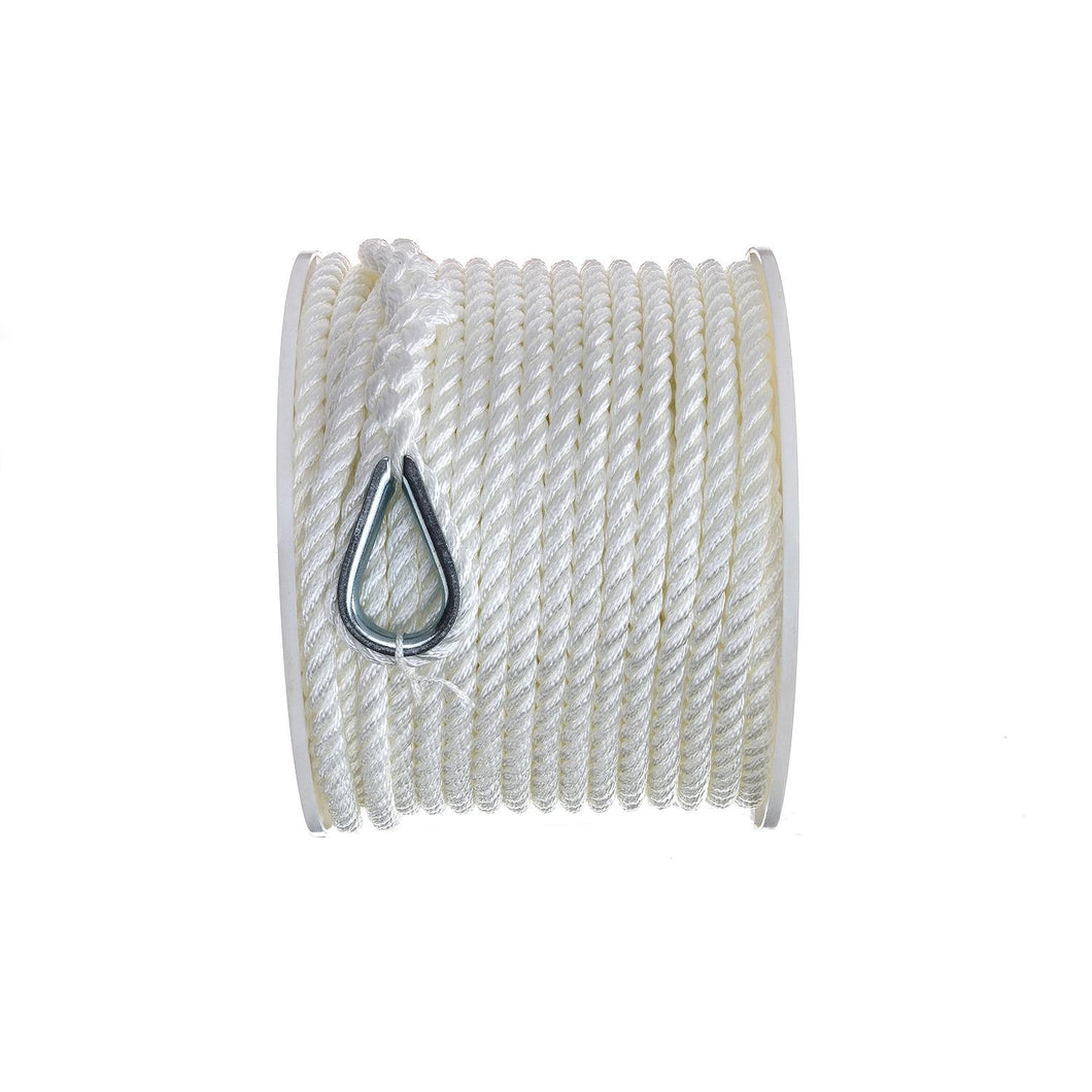 Seachoice Anchor Line Rope, 3-Strand Twisted, White, Nylon, 3/8 In. X 150 Ft. Default Title -Modern Boat Sales & Service