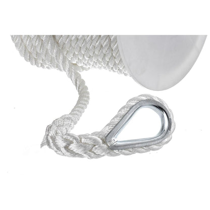 Seachoice Anchor Line Rope, 3-Strand Twisted, White, Nylon, 1/2 in. X 100 Ft. -Modern Boat Sales & Service