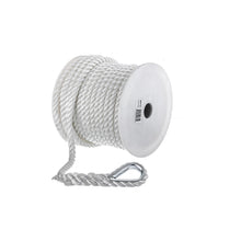 Seachoice Anchor Line Rope, 3-Strand Twisted, White, Nylon, 1/2 in. X 100 Ft. Default Title -Modern Boat Sales & Service
