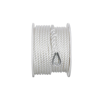 Seachoice Anchor Line Rope, 3-Strand Twisted, White, Nylon, 1/2 in. X 150 Ft. Default Title -Modern Boat Sales & Service