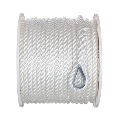 Seachoice Anchor Line Rope, 3-Strand Twisted, White, Nylon, 1/2 In. X 200 In. -Modern Boat Sales & Service