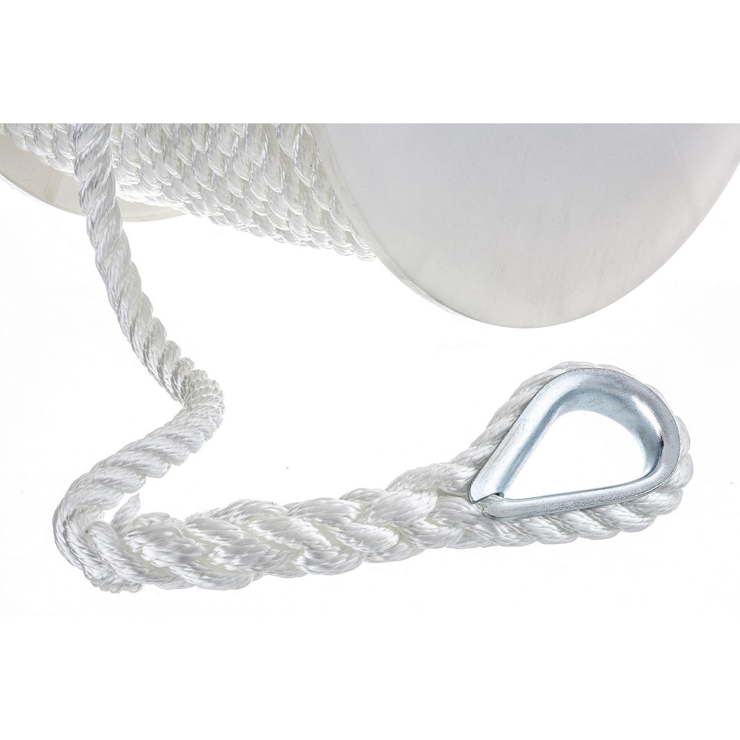 Seachoice Anchor Line Rope, 3-Strand Twisted, White, Nylon, 1/2 In. X 200 In. Default Title -Modern Boat Sales & Service