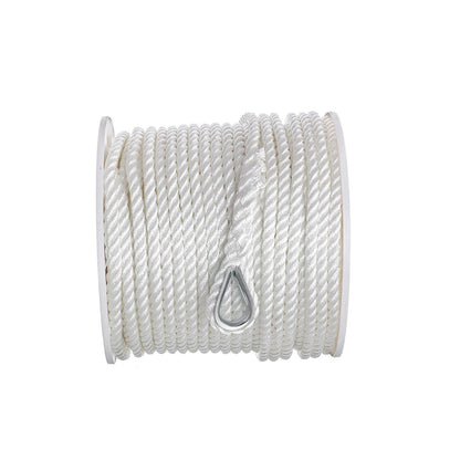 Seachoice Anchor Line Rope, 3-Strand Twisted, White, Nylon, 1/2 in. X 250 Ft. -Modern Boat Sales & Service
