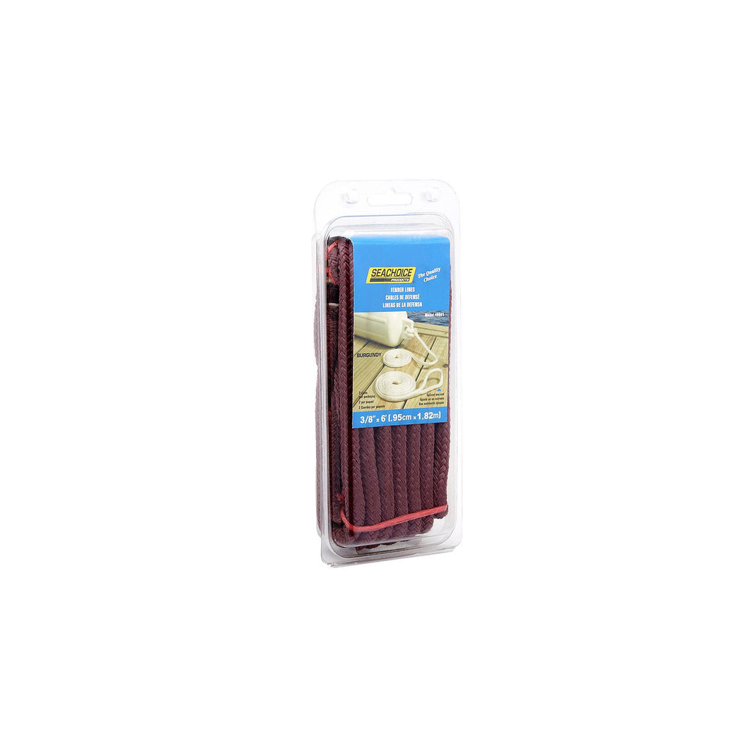 Seachoice Braided Bumper Fender Line, 3/8 in. X 6 Ft., Burgandy Red Default Title -Modern Boat Sales & Service