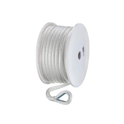 Seachoice Boat Anchor Rope, Double-Braid, Nylon, Achor Line, 1/2 in. X 100 Ft., White -Modern Boat Sales & Service