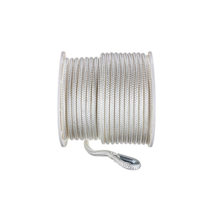 Seachoice Boat Anchor Rope, Double-Braid, Nylon, Achor Line, 1/2 in. X 200 Ft., White -Modern Boat Sales & Service