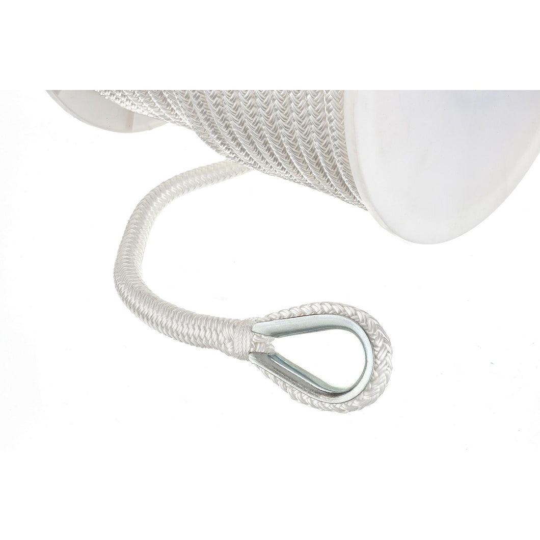 Seachoice Boat Anchor Rope, Double-Braid, Nylon, Achor Line, 1/2 in. X 200 Ft., White Default Title -Modern Boat Sales & Service