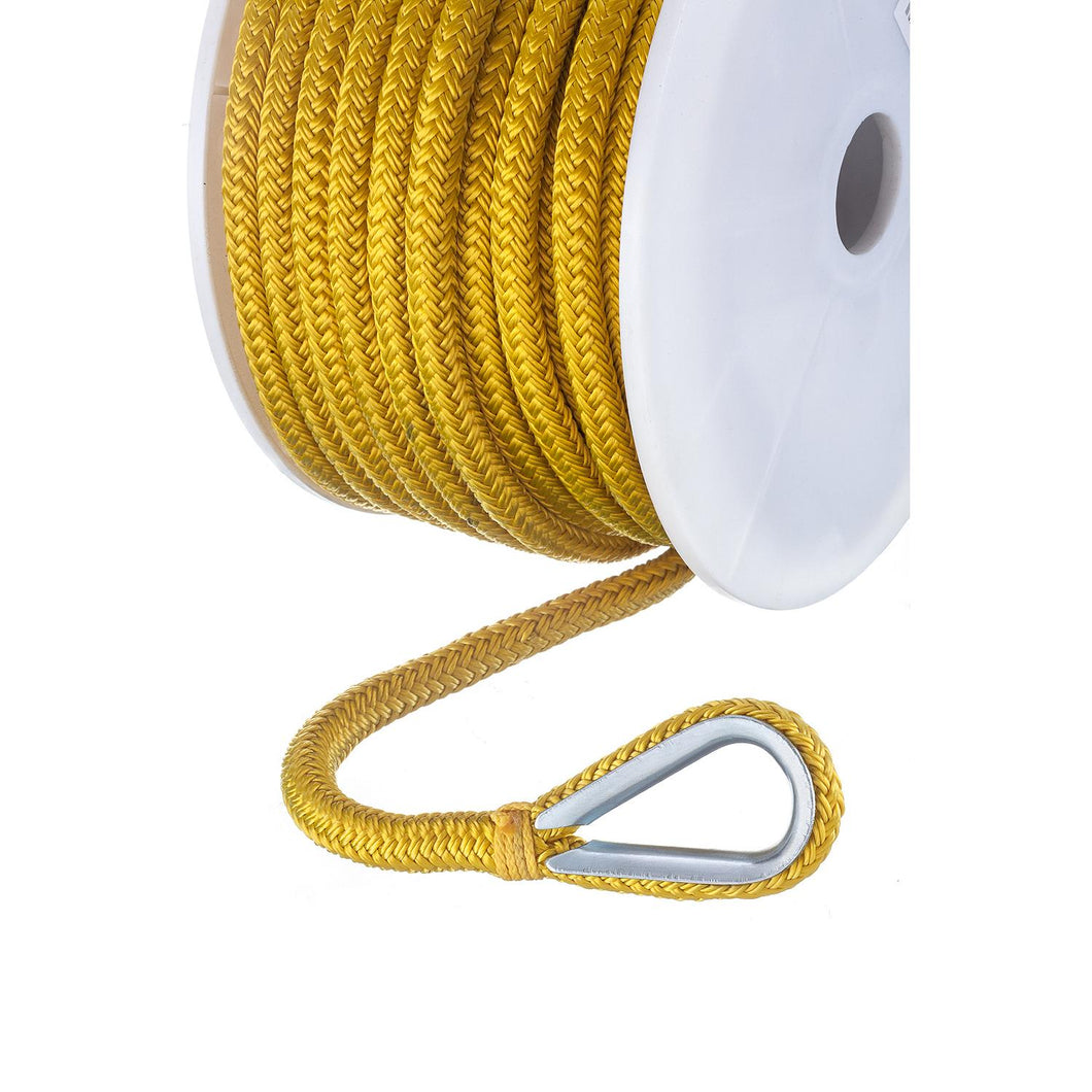 Seachoice Boat Anchor Rope, Double-Braid, Nylon, Achor Line, 3/8 in. X 100 Ft., Yellow Default Title -Modern Boat Sales & Service