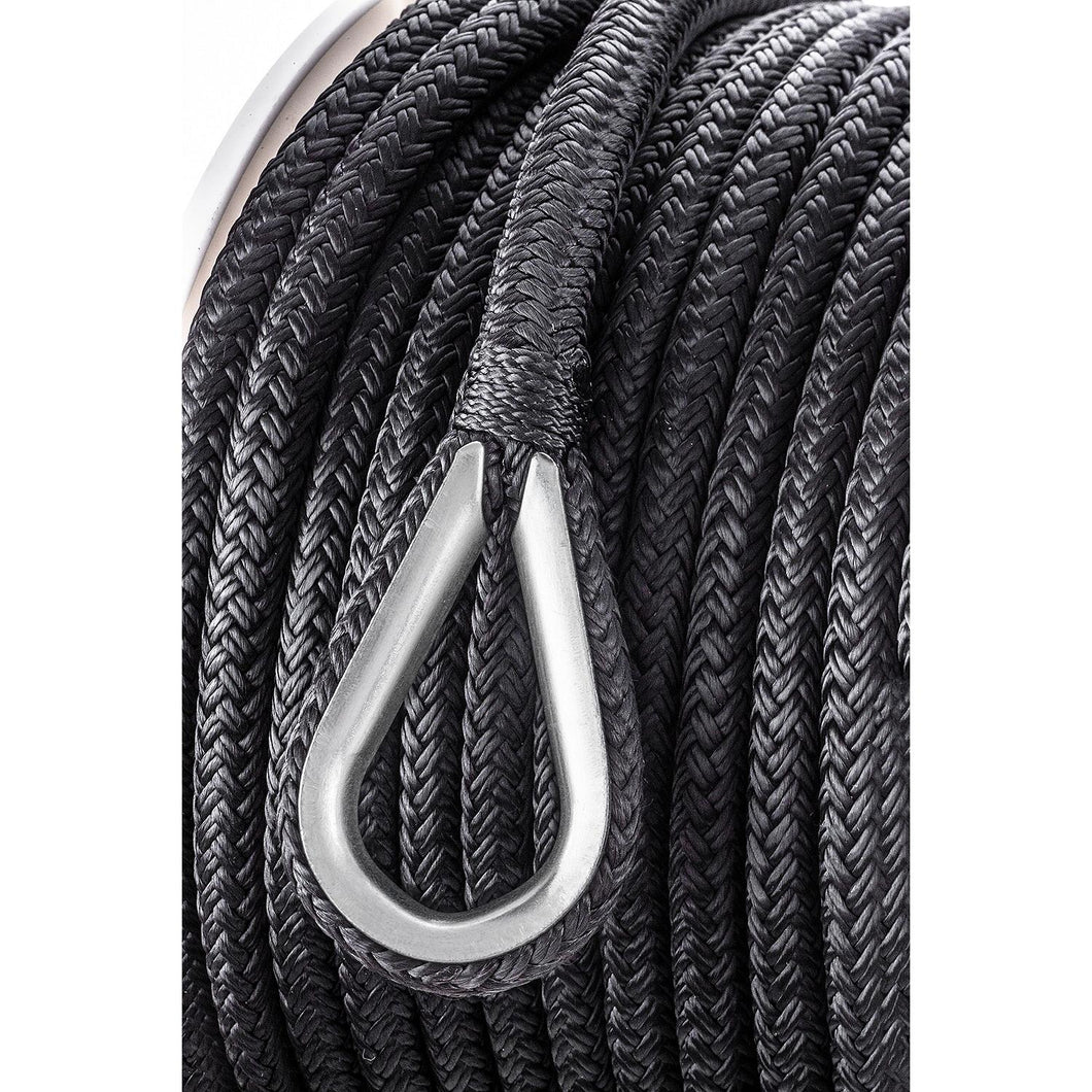Seachoice Boat Anchor Rope, Double-Braid, Nylon, Achor Line, 3/8 in. X 100 Ft., Black Default Title -Modern Boat Sales & Service