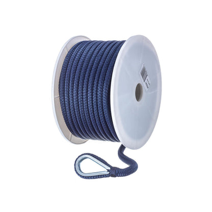 Seachoice Boat Anchor Rope, Double-Braid, Nylon, Achor Line, 3/8 in. X 100 Ft., Navy -Modern Boat Sales & Service