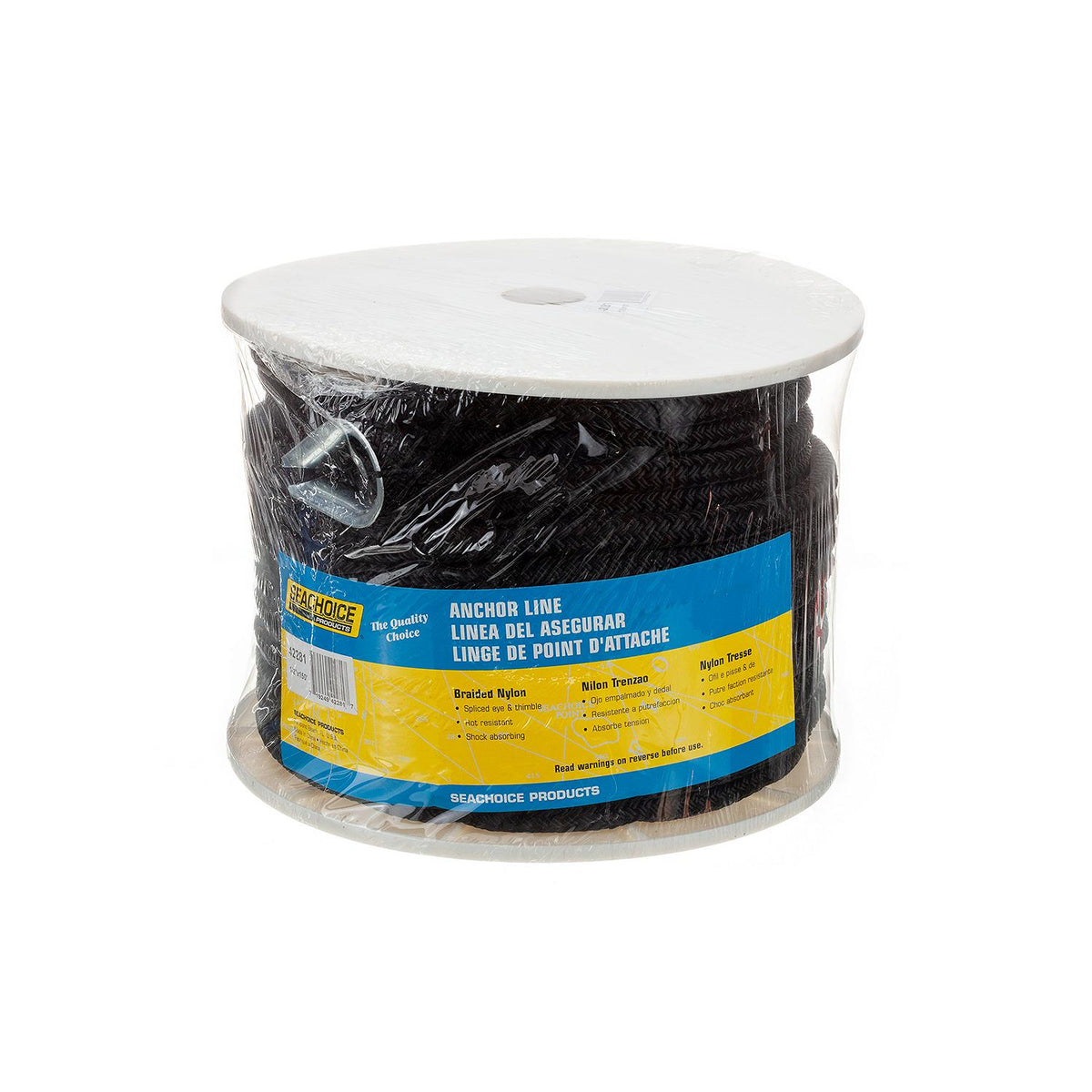 Seachoice Boat Anchor Rope, Double-Braid, Nylon, Achor Line, 1/2 in. X 150 Ft., Black Default Title -Modern Boat Sales & Service
