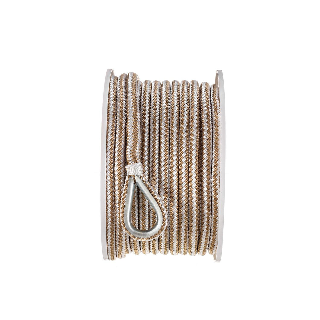 Seachoice 42321 Boat Anchor Rope, Double-Braid, Nylon, Achor Line, 3/8 in. X 100 Ft., Gold/White Default Title -Modern Boat Sales & Service