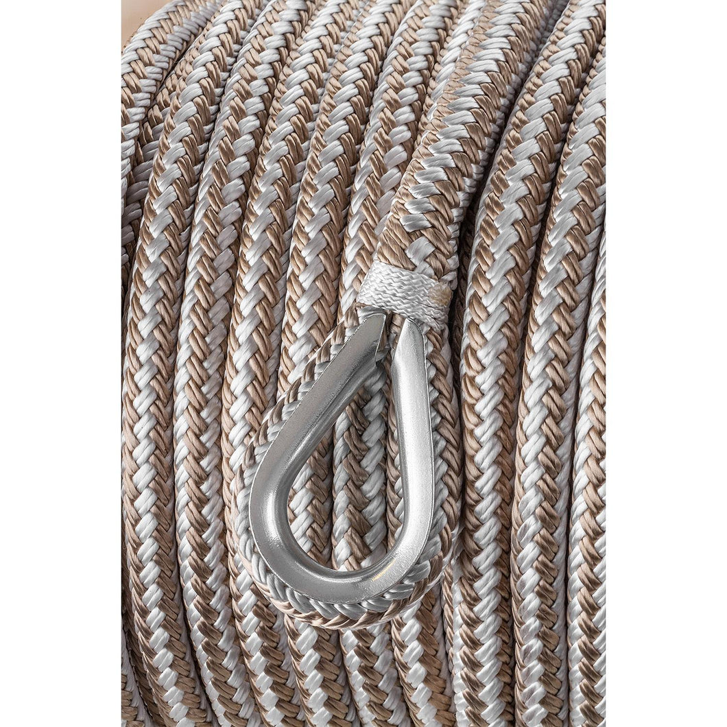 Seachoice Boat Anchor Rope, Double-Braid, Nylon, Achor Line, 1/2 in. X 150 Ft., Gold/White Default Title -Modern Boat Sales & Service