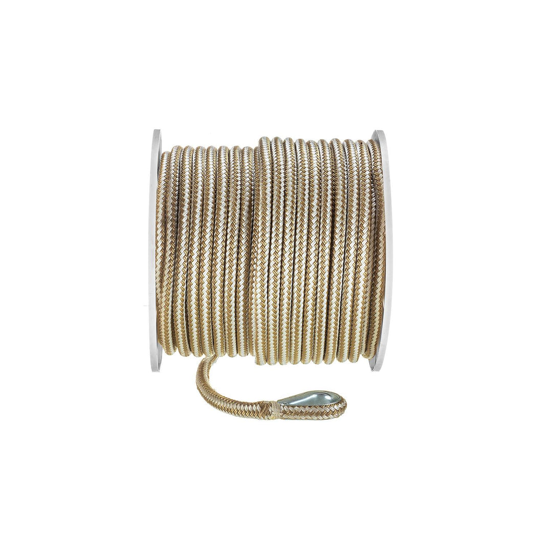 Seachoice Boat Anchor Rope, Double-Braid, Nylon, Achor Line, 1/2 in. X 200 Ft., Gold/White Default Title -Modern Boat Sales & Service