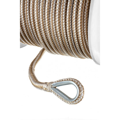 Seachoice Boat Anchor Rope, Double-Braid, Nylon, Achor Line, 1/2 in. X 200 Ft., Gold/White -Modern Boat Sales & Service