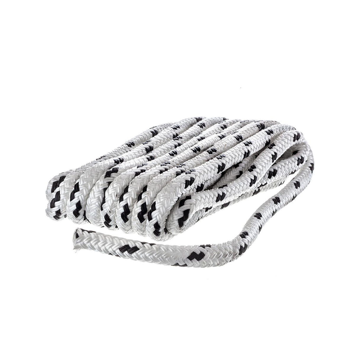 Seachoice Double Braided Dock Rope for Boating - 100% MFP Dock Line, â…œ-Inch x 15 Feet, White with Black Tracer -Modern Boat Sales & Service