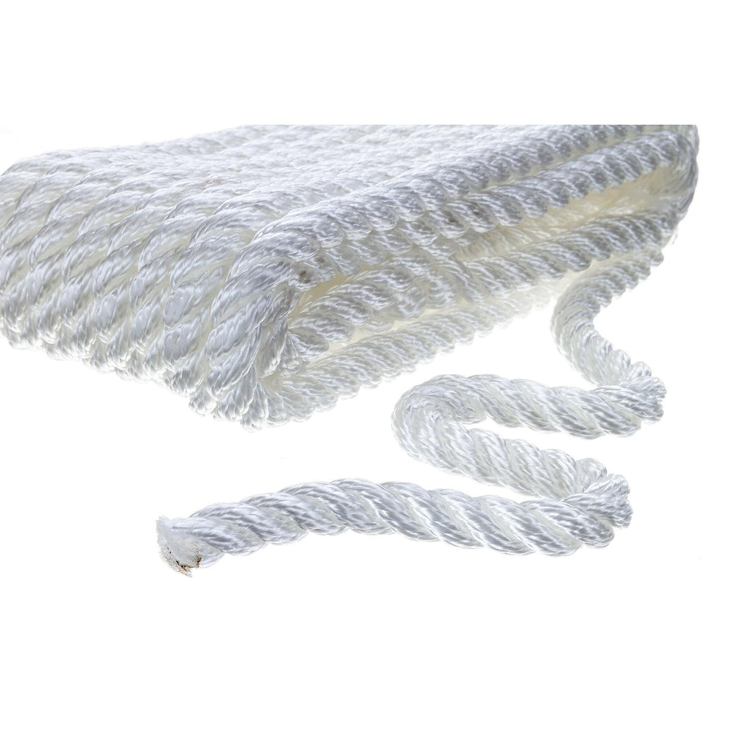 Seachoice High Quality Dock Rope for Boating - 3-Strand Twisted Nylon Dock Line, â…œ-Inch x 20 Feet, White Default Title -Modern Boat Sales & Service