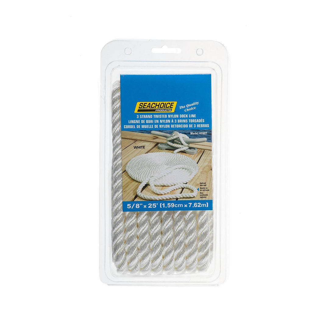 Seachoice High Quality Dock Rope for Boating - 3-Strand Twisted Nylon Line, Â¾-Inch x 25 Feet, White Default Title -Modern Boat Sales & Service