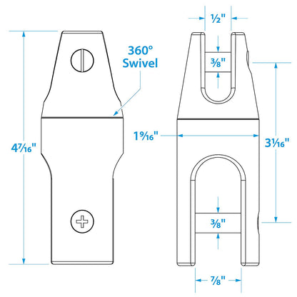 Seachoice Stainless Steel Anchor Swivel, 4 5/8 in. Long, 7/8 in. Anchor Side, 1/2 in. Chain Side Default Title -Modern Boat Sales & Service