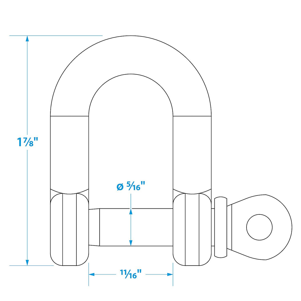 Seachoice D Anchor Shackle, 316 Stainless Steel, 5/16 in. -Modern Boat Sales & Service