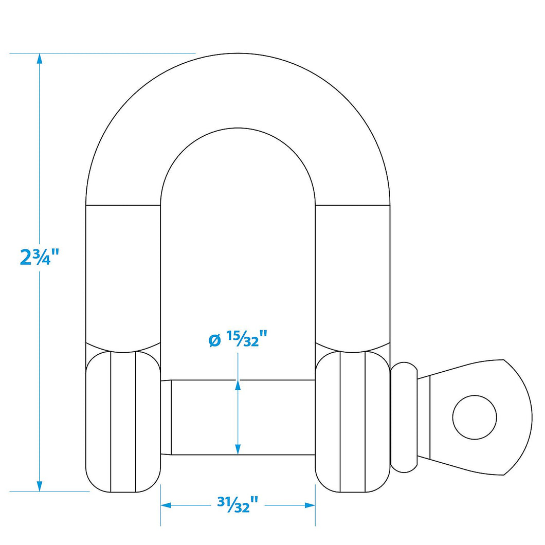 Seachoice D Anchor Shackle, 316 Stainless Steel, 1/2 in. Default Title -Modern Boat Sales & Service