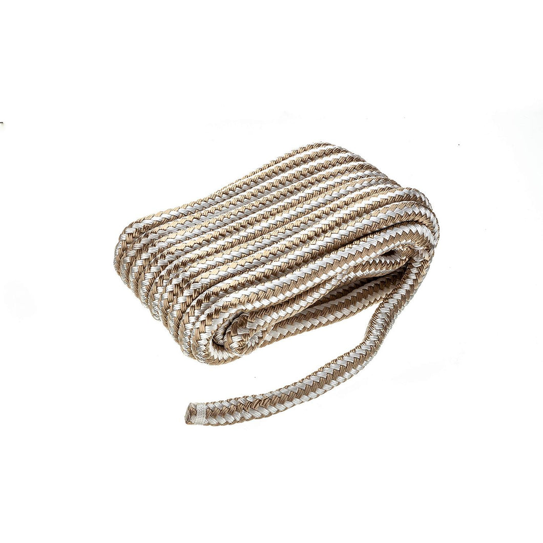 Seachoice Double-Braid Nylon Dock Line w/ Eye Splice, Pre-Shrunk, Heat Stabilized, 5/8 In. X 30 Ft., Gold White Default Title -Modern Boat Sales & Service