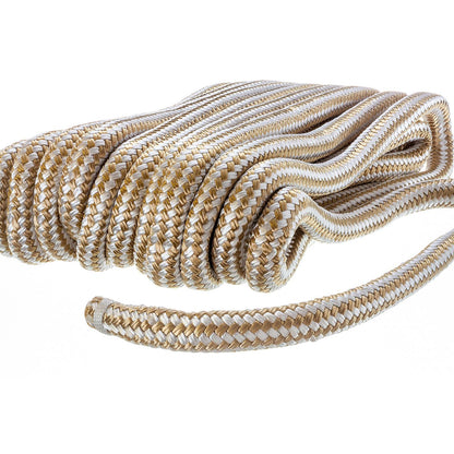 Seachoice Double-Braid Nylon Dock Line w/ Eye Splice, Pre-Shrunk, Heat Stabilized, 3/4 In. X 50 Ft., Gold White -Modern Boat Sales & Service