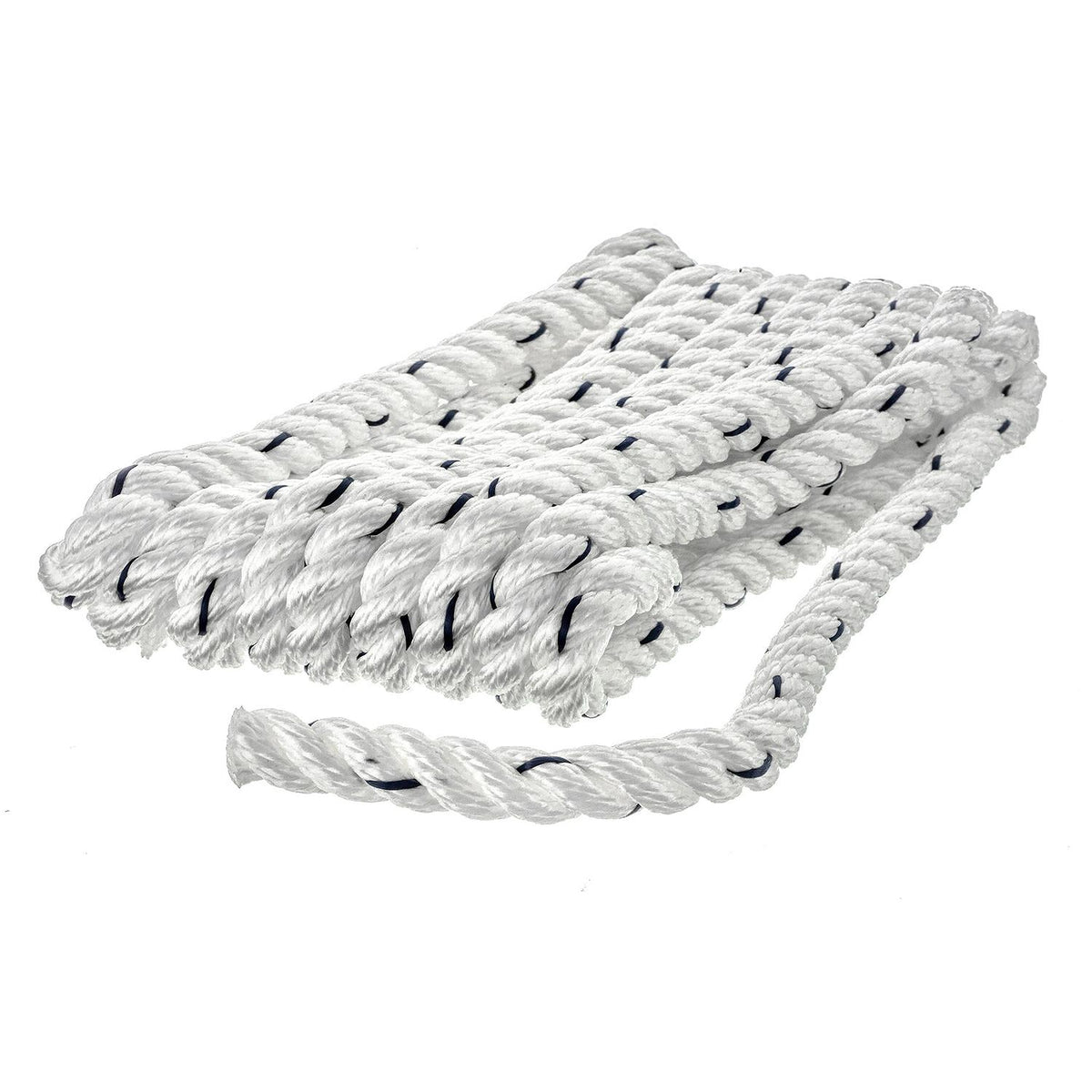 Seachoice Premium 3-Strand Twisted Nylon Dock Line With Tracer, White w/Blue Tracer, 3/8-Inch x 10 Feet, 10-Inch Eye Splice -Modern Boat Sales & Service