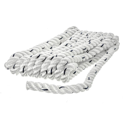 Seachoice Premium 3-Strand Twisted Nylon Dock Line With Tracer, White w/Blue Tracer, 3/8-Inch x 10 Feet, 10-Inch Eye Splice -Modern Boat Sales & Service