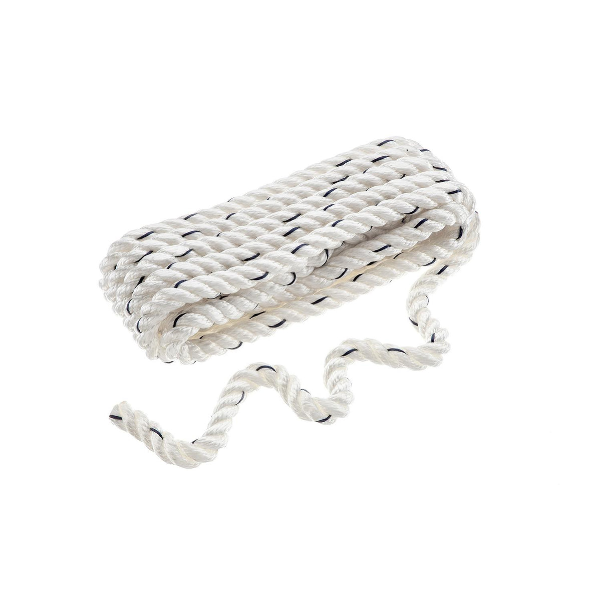 Seachoice Boat Anchor Line Rope, 3-Strand Twisted, Nylon, White with Blue Tracer, 1/2 In. X 15 Ft. Default Title -Modern Boat Sales & Service
