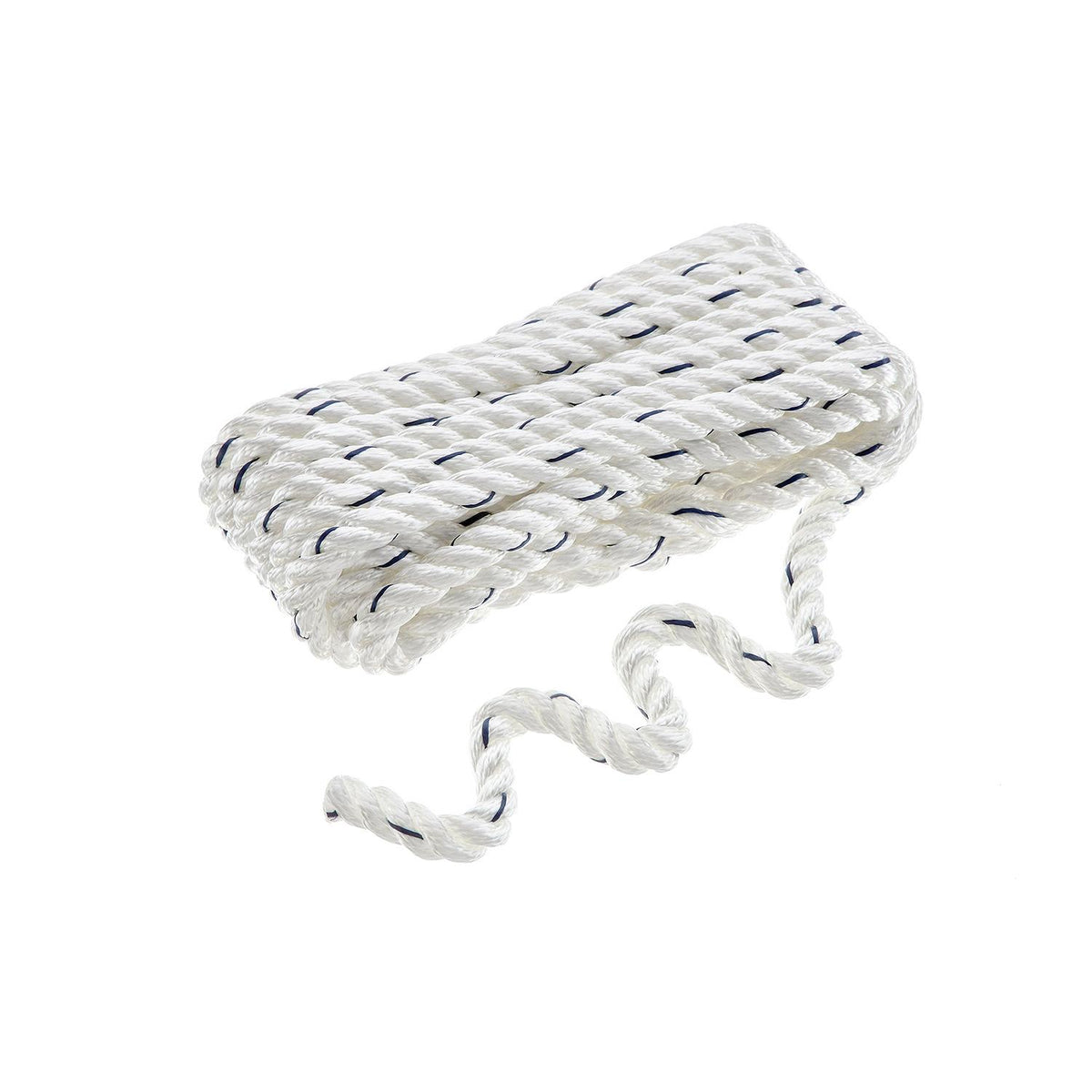 Seachoice Premium 3-Strand Twisted Nylon Dock Line With Tracer, White w/Blue Tracer, 1/2-Inch x 20 Feet, 10-Inch Eye Splice -Modern Boat Sales & Service