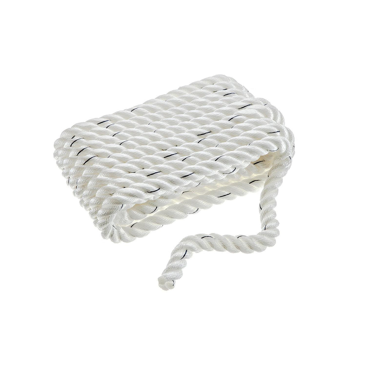 Seachoice Premium 3-Strand Twisted Nylon Dock Line With Tracer, White w/Blue Tracer, 3/4-Inch x 25 Feet, 18-Inch Eye Splice Default Title -Modern Boat Sales & Service