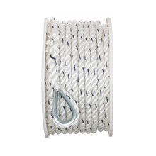 Seachoice 47711 Boat Anchor Line Rope, 3-Strand Twisted, Nylon, White/Blue, 3/8 in. X 100 Ft. Default Title -Modern Boat Sales & Service