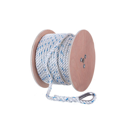 Seachoice 47921 Boat Anchor Line Rope, 3-Strand Twisted, Nylon, White/Blue, 5/8 in. X 200 Ft. Default Title -Modern Boat Sales & Service