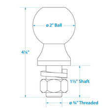 Seachoice SEA Class II Trailer Hitch Ball, 2 In. Ball, 3/4 X 1-1/2 In. Shank, Chrome Finish Default Title -Modern Boat Sales & Service
