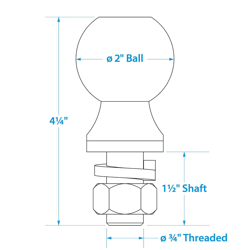 Seachoice SEA Class II Trailer Hitch Ball, 2 In. Ball, 3/4 X 1-1/2 In. Shank, Chrome Finish Default Title -Modern Boat Sales & Service